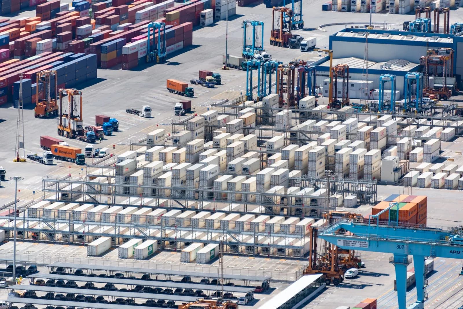 Port machinery and containers