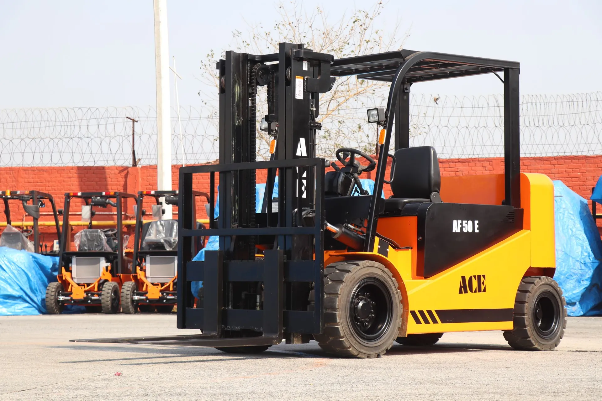 Forklift moving a pallet