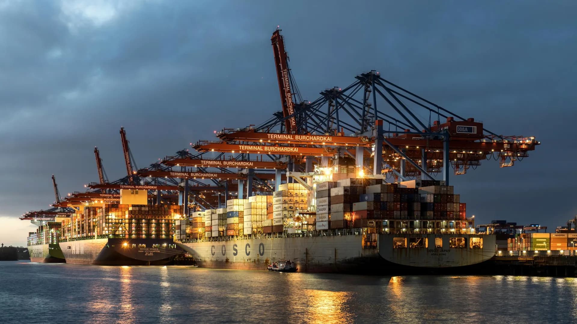 Container ships at the terminal