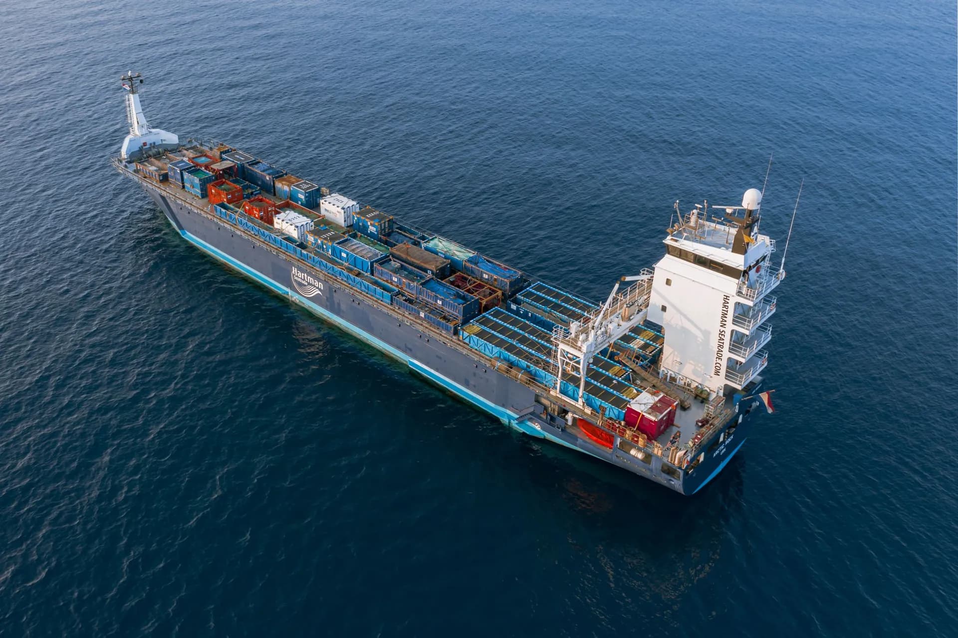Container ship at dusk